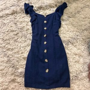 BLUE BUTTON DRESS